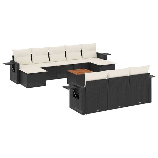 vidaXL Garden Sofa Set Black, Cream White