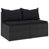 vidaXL Garden Middle Sofa Black Poly Rattan Medium Modular