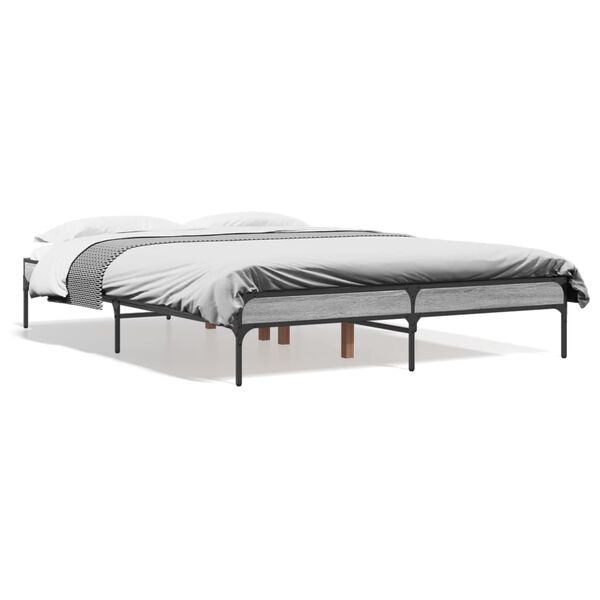 vidaXL Bed Frame Grey Sonoma Engineered wood, Metal Double Durable
