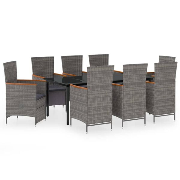vidaXL Garden Dining Set Grey and black