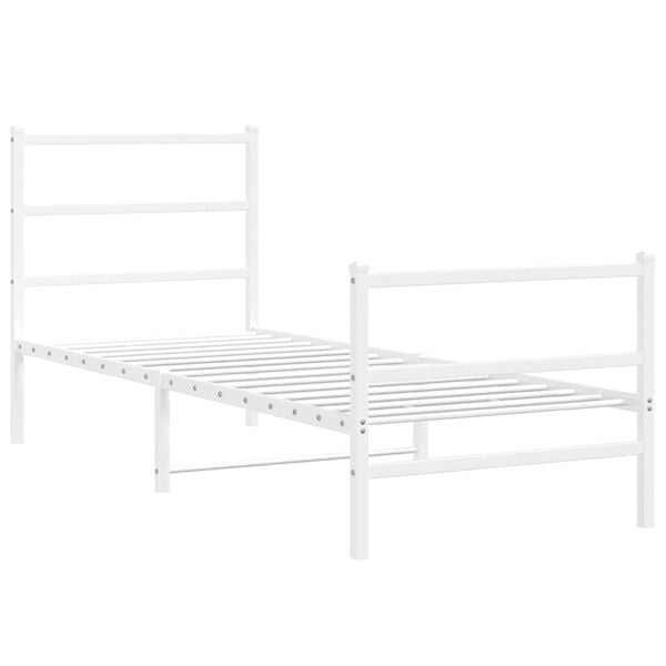 vidaXL Bed Frame White Powder-Coated Steel Small Twin Bed Frame