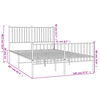 vidaXL Bed Frame Black Powder-Coated Steel 55 x 79 in Bed Frame