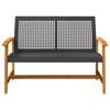 vidaXL Garden Bench Black and Brown Poly Rattan, Solid Acacia Wood, Metal