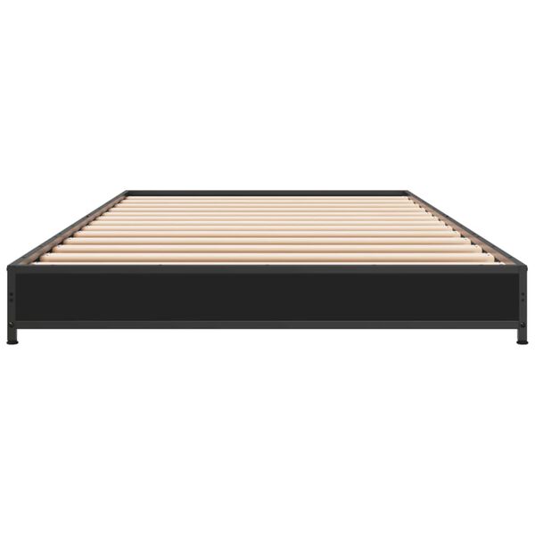 vidaXL Bed Frame Black Engineered wood and steel Single Durable