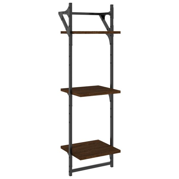 vidaXL Wall Shelf Set of 2 Brown oak Engineered wood, metal 2 pcs