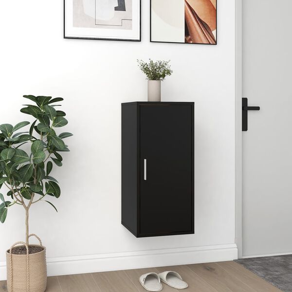 vidaXL Shoe Cabinet Black Engineered Wood Standard Shoe Cabinet