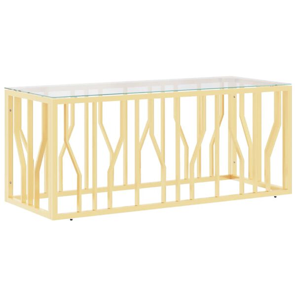 vidaXL Coffee Table Gold Stainless steel, tempered glass