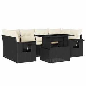 vidaXL Garden Sofa Set Black PE rattan Standard Adjustable Armrests