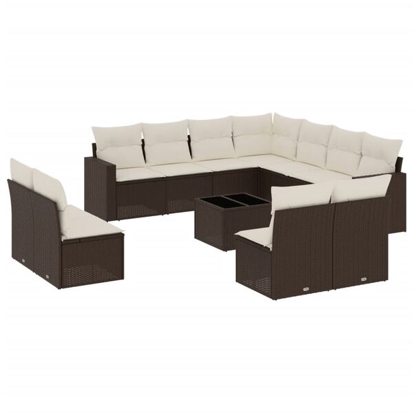 vidaXL Garden Sofa Set Brown PE Rattan Large Modular Garden Sofa Set