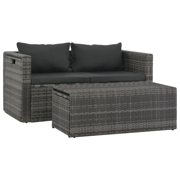 vidaXL Sofa Set Grey Poly Rattan