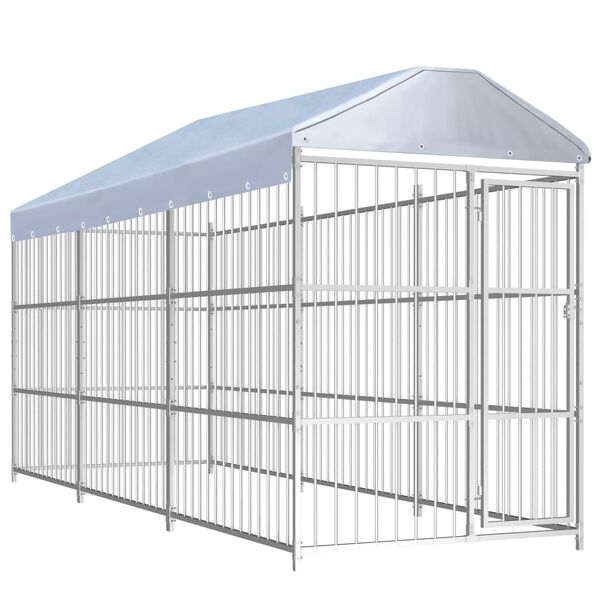 vidaXL Outdoor Dog Kennel with Roof 177.2"x59.1"x78.7"
