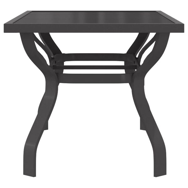 vidaXL Garden Table Grey and black Powder-coated steel, tempered glass