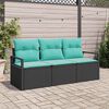 vidaXL Sofa Set 3 pcs Black Poly Rattan