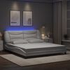 vidaXL Bed Frame with LED without Mattress "Hvar" White 76"x79.9"