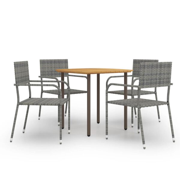 vidaXL Dining Set Anthracite Solid acacia wood, steel, PE rattan Stackable