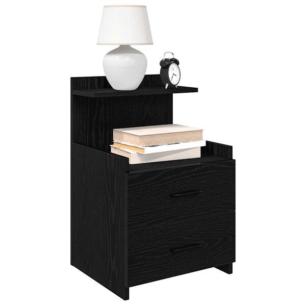 vidaXL Bedside Cabinet Set of 2 Black Engineered wood Medium