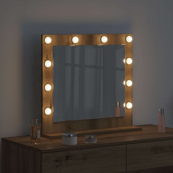 vidaXL Vanity Mirror with Mirror Grey Sonoma 23.62 x 21.65 x 7.09 in