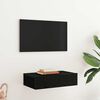 vidaXL TV Cabinet with LED Lights Black Oak 23.6"x13.8"x6.1"