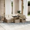 vidaXL Garden Sofa Set Beige Poly Rattan Large Adjustable Armrests