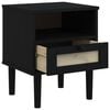 vidaXL Bedside Cabinet Black Solid pine wood, engineered wood, poly rattan