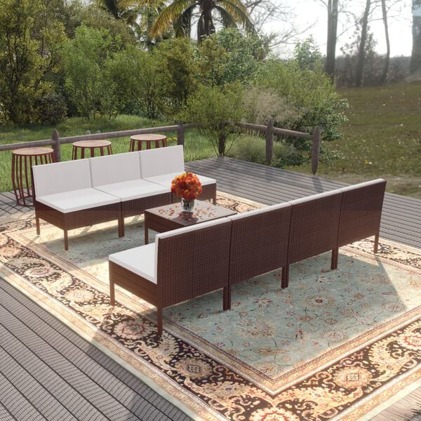 vidaXL Garden Lounge Set Brown, Cream White