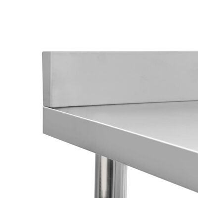 vidaXL Kitchen Work Table with Backsplash 39.4"x23.6"x36.6" Stainless Steel