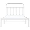 vidaXL Bed Frame White Powder-Coated Steel Twin Bed Frame Rectangular