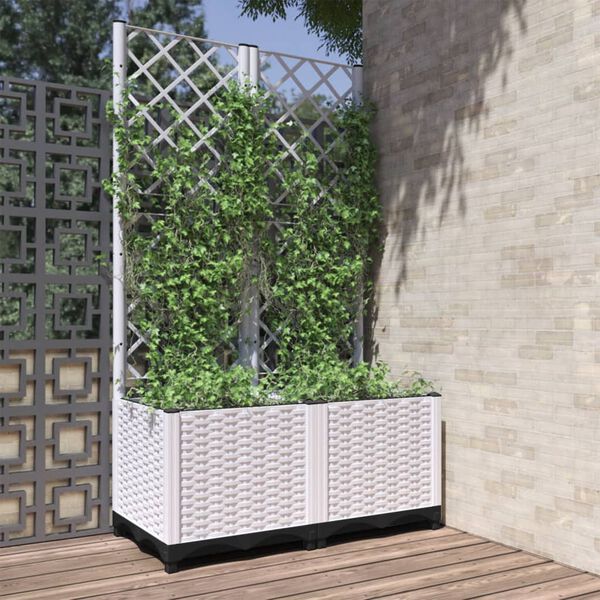 vidaXL Garden Planter White Polypropylene Medium Planters