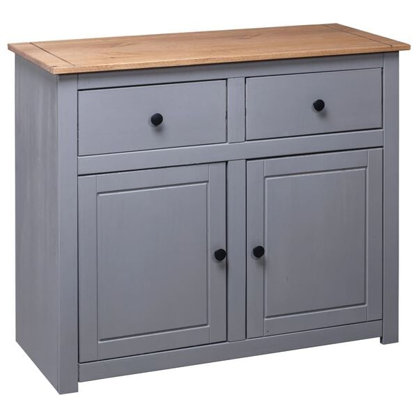vidaXL Sideboard Grey and natural wood Solid pine wood Large