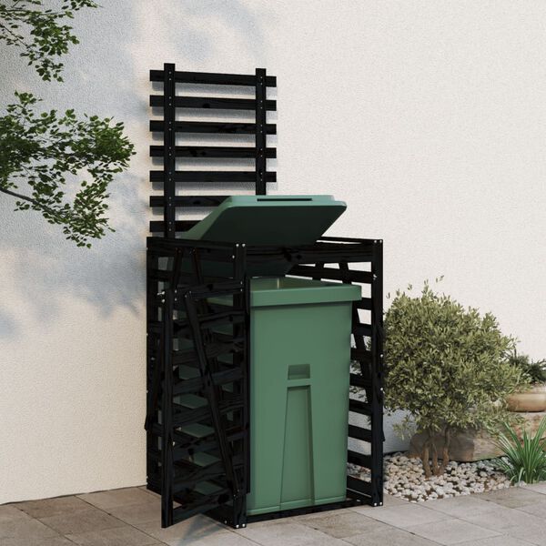 vidaXL Wheelie Bin Storage Black 33.1x35.4x50.6" Solid Wood Pine