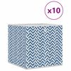 vidaXL Foldable Storage Box Set of 10 Blue with chevron pattern