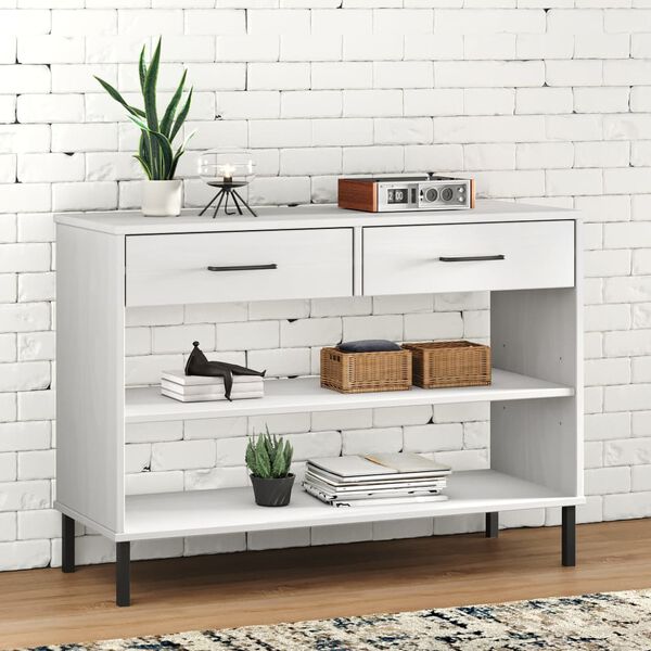 vidaXL Console Cabinet White Solid Pine Wood Medium Console Cabinet