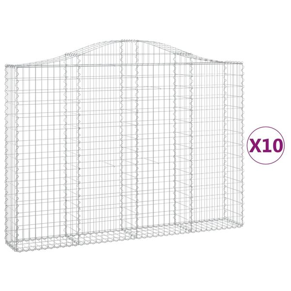 vidaXL Arched Gabion Baskets 10 pcs 78.7x11.8x140/160" Galvanised Iron