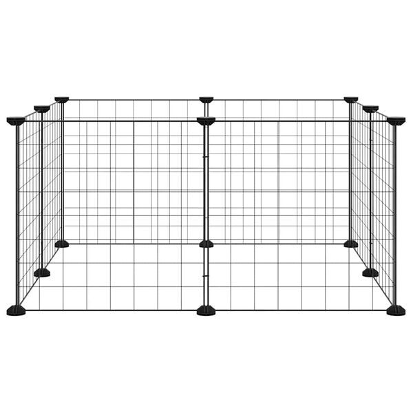 vidaXL Pet Cage Black Powder-Coated Steel Adjustable, DIY design Durable