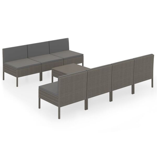 vidaXL Garden Lounge Set Grey PE rattan Modular Garden Lounge Set