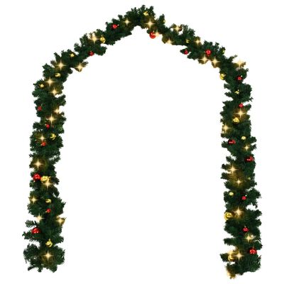 vidaXL Christmas Garland Decorated with Baubles and LED Lights 197"