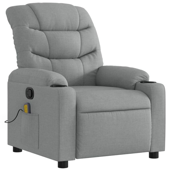 vidaXL Massage Recliner Chair Light Grey Fabric (100% polyester) Standard