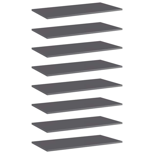 vidaXL Shelf Set of 8 High gloss grey Engineered wood