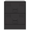 vidaXL Bedside Cabinet Black Steel Medium Bedside Cabinet Rectangular