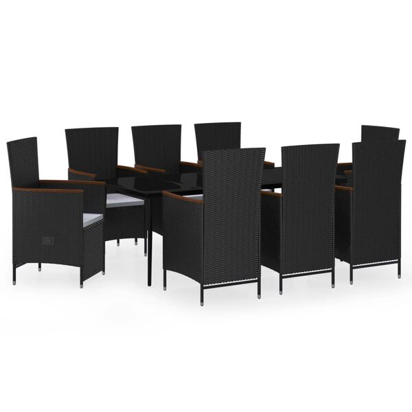 vidaXL Garden Dining Set Black, Cream white