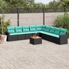 vidaXL 10 Piece Patio Sofa Set with Cushions Black Poly Rattan