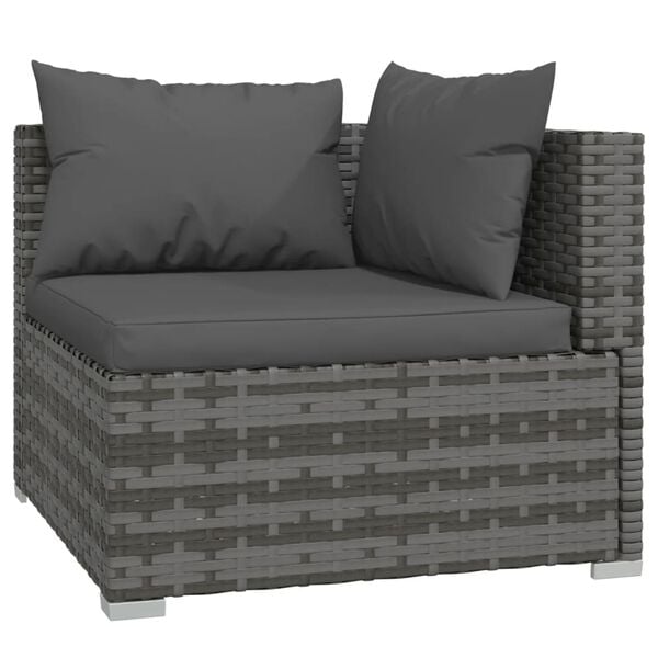 vidaXL Garden Lounge Set Grey, Anthracite PE Rattan, Powder-Coated Steel