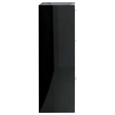 vidaXL Storage Cabinet High Gloss Black 23.6"x11.6"x35.4" Engineered Wood