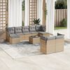 vidaXL Garden Sofa Set Beige PE Rattan, Powder-Coated Steel, Tempered Glass