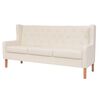 vidaXL Sofa Set Cream White Polyester Fabric, Wooden Frame Standard