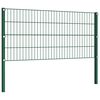 vidaXL Fence Panel with Posts Iron 273.4"x31.5" Green