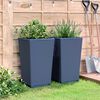 vidaXL Garden Planter Set of 2 Blue grey Polypropylene 12.8x12.8x22.4 in