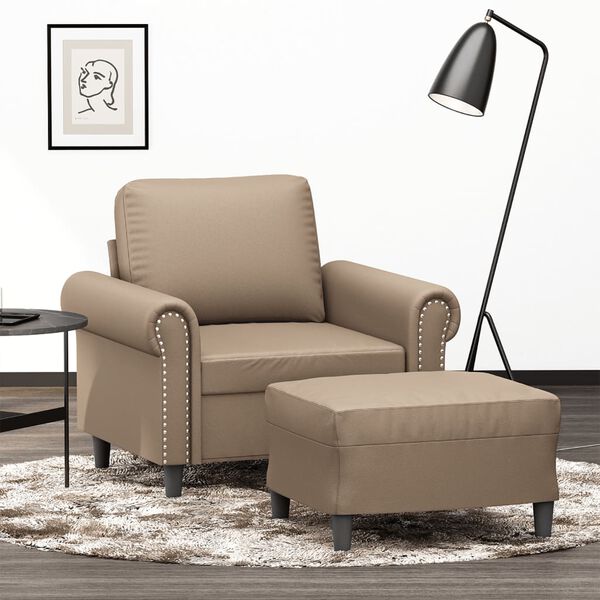 vidaXL Sofa Chair With Footstool Cappuccino