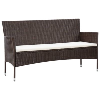 vidaXL 5 Piece Patio Lounge Set With Cushions Poly Rattan Brown