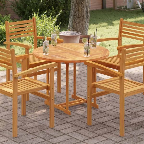 vidaXL Tabletop Natural Teak Solid teak wood 35.4 in diameter Durable